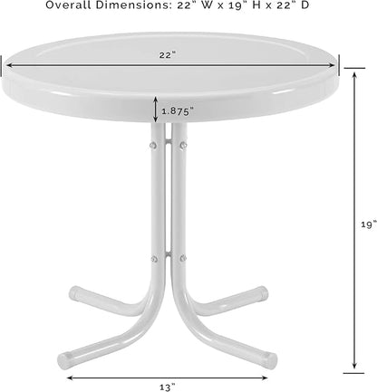 Crosley Furniture Griffith Weather Resistant Retro Metal Outdoor Side Table for Patio, Deck, Porch, Pink
