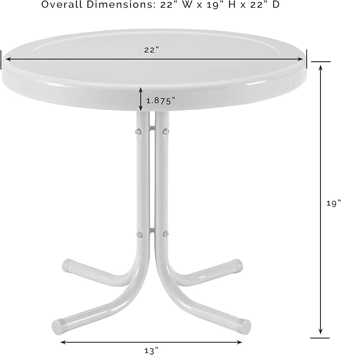 Crosley Furniture Griffith Weather Resistant Retro Metal Outdoor Side Table for Patio, Deck, Porch, Navy