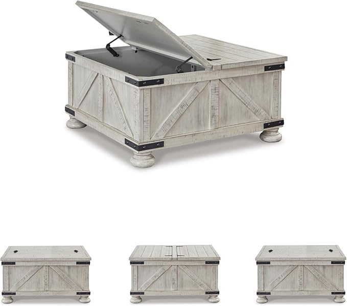 Signature Design by Ashley Carynhurst Casual Cocktail Table with Storage, Whitewash