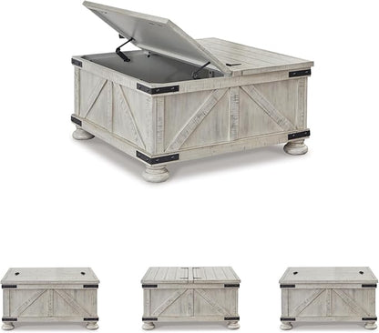 Signature Design by Ashley Carynhurst Casual Cocktail Table with Storage, Whitewash