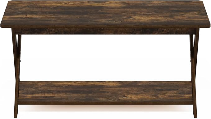Furinno Modern Simplistic Coffee Table, Rectangle Modern Coffee Table with X-Legs, Criss-Crossed Side Table, for Living Room, Bedroom, Home Office, Amber Pine