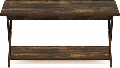 Furinno Modern Simplistic Coffee Table, Rectangle Modern Coffee Table with X-Legs, Criss-Crossed Side Table, for Living Room, Bedroom, Home Office, Amber Pine