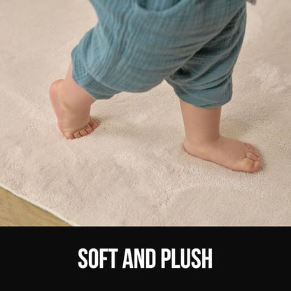 GORILLA GRIP Slip Resistant Soft Washable Stain Resistant Area Rug, Plush Thick Carpet for Nursery, Bedroom, Living Room, Non-Shedding Floor Rugs, Kid and Pet Friendly, Baby Home Decor, 2x3, Ivory