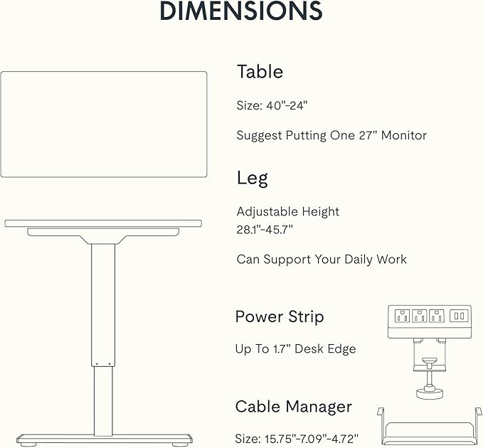 FLEXISPOT EN1 Essential Adjustable Height Desk Electric 40 inch X 24 inch Whole-Piece Desktop Small Standing Desk Ergonomic Memory Controller (White Frame + 40 inch Mahogany Desktop)