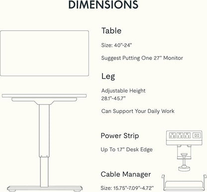 FLEXISPOT EN2 Whole-Piece Standing Desk with Clamp Power Strip, 40 x 24'' Electric Stand Up Height Adjustable Desk with Cable Management (Gray Frame + 40" Mahogany Top, 2 Packages)