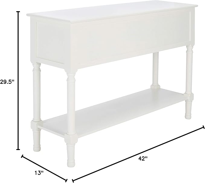Safavieh Home Collection Haines White 4-Drawer Bottom Shelf Console Table