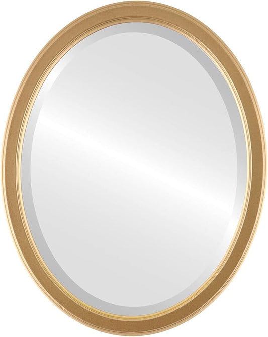 OVALCREST Oval Beveled Wall Mirror for Home Decor - Toronto Style - Holiday Red - 26" x 22"