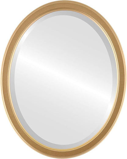 OVALCREST Oval Beveled Wall Mirror for Home Decor - Toronto Style - Holiday Red - 18" x 14"