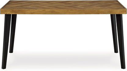 Signature Design by Ashley Blondon Rectangular Dining Room Table Set with 6 Chairs, Chevron Pattern, Tapered Legs, Seats 6, Wood, 60" Long, Brown & Black