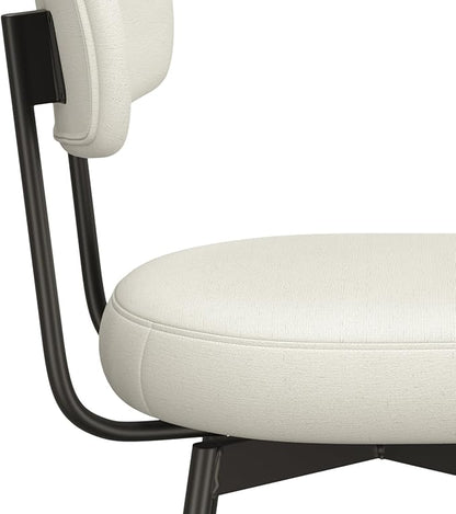 SIMPLIHOME Giselle Counter Stools (Set of 2) - 24 Inch Seat Height Swivel Upholstered Metal Kitchen Stools in Natural Polyester Linen, Contemporary Modern Seating with Padded Seat and Backrest