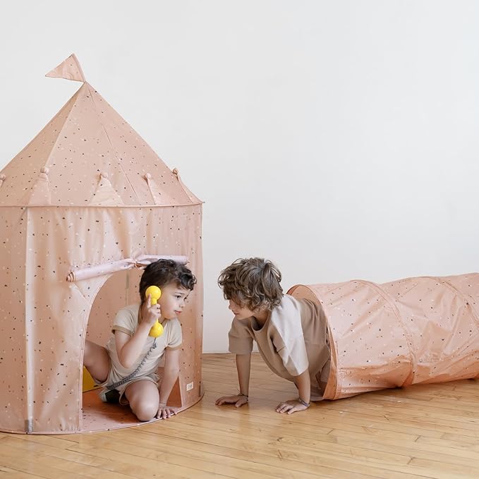 3 Sprouts Kids Play Tent - Sustainable Recycled Fabric – Fun Spacious Childs Playhouse for Indoor Games for Boys & Girls - Durable Fort Pop Up House for Toddlers & Children Age 3-10 - Terrazzo Clay