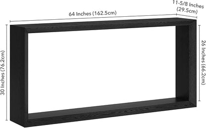 Henn&Hart 64'' Wooden Rectangular Console Table Entryway Table, Sofa Table with Wooden Shelf for Entryway, Living Room, Couch, Hallway, or Office, Black Grain