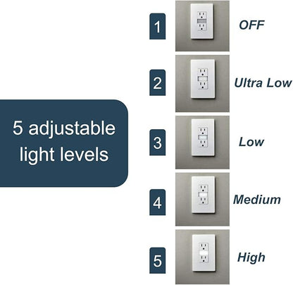 Legrand radiant NTL885TRLACC6 15 Amp Adjustable LED Night Light Outlet, Tamper Resistant Decorator Receptacle, Optional Louver, Light Almond (1 Count)