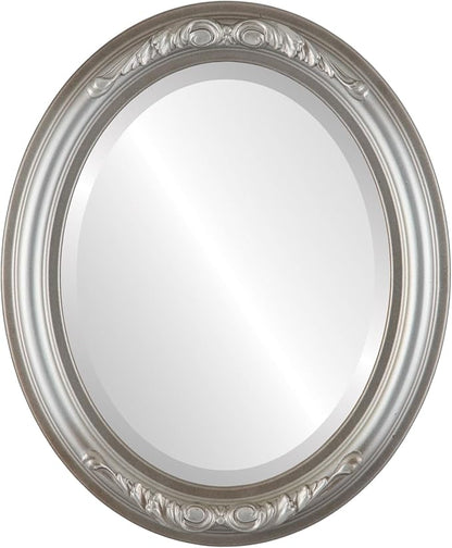 OVALCREST Oval Beveled Wall Mirror for Home Decor - Florence Style - Silver Shade - 28" x 24"
