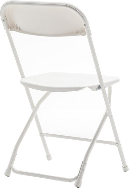 BTEXPERT Set of 100, White Plastic Folding Event Chairs Steel Frame Commercial 650LB High Capacity Lightweight Set for Office Wedding Party Picnic Kitchen Dining Church School