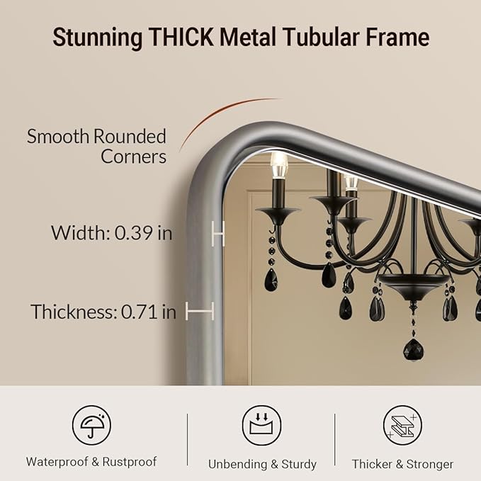 ANDY STAR Wall Mirror for Bathroom, 30x36 Inch Brushed Nickel Bathroom Rectangle Mirror, Modern Rectangular with Thick Tube Metal Frame for Vanity Over Sink, Horizontal/Vertical