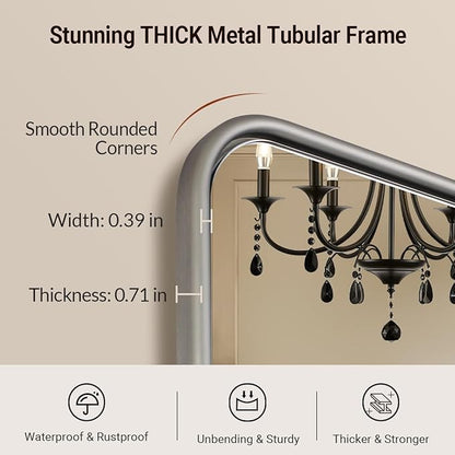 ANDY STAR Wall Mirror for Bathroom, 24x40 Inch Brushed Nickel Rectangle Bathroom Mirror for Over Sink, Modern Silver Rectangular Mirror for Vanity with Non-Rusting Tube Metal Frame, Explosion-Proof