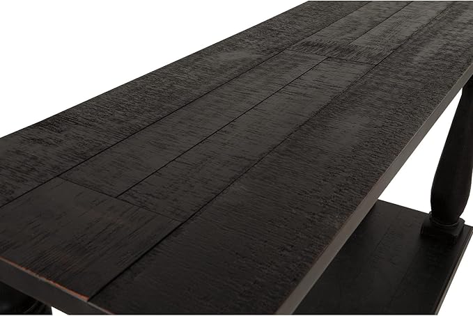 Signature Design by Ashley Mallacar Rustic Cottage Rectangular Sofa Table with Floor Shelf, Black