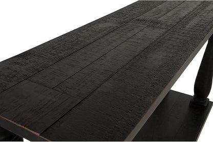 Signature Design by Ashley Mallacar Rustic Cottage Rectangular Sofa Table with Floor Shelf, Black