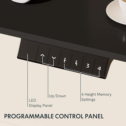 FLEXISPOT EN1 One-Piece Standing Desk 48 x 24 Inches Electric Stand Up Desk for Home Office (Black Frame + 48" Black Top)