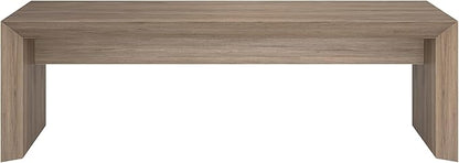 Henn&Hart 48" Rectangular Low-Profile Coffee Table for Living Room, Family Room, or Office, Antiqued Gray Oak
