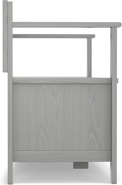 SIMPLIHOME Amherst Entryway Storage Bench - 48 inch Wide Solid Wood Hallway Seat in Fog Grey, Transitional Bench for Entryway or Living Room with Lift-Up Lid and Spacious Storage
