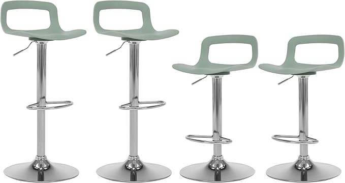 NOBPEINT Contemporary Chrome Air Lift Adjustable Swivel Bar Stool (4 Pieces, Mint Green)