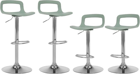 NOBPEINT Contemporary Chrome Air Lift Adjustable Swivel Bar Stool (4 Pieces, Mint Green)