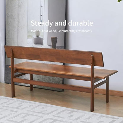 Outdoor Indoor Bench, 39.3" Patio Garden and Balcony Wooden Bench, Weatherproof Sturdy Wood Garden Bench with Seat for Porch, Park, Backyard, 2-Person Walnut Loveseat with Backrest