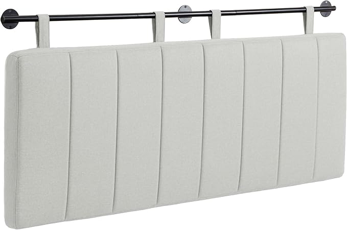 UEV Queen Headboard Only, Wall Mounted Hanging Upholstered Bed Head Board, Modern Vertical Channel Design of Fine Linen, Elegant Light Yellow Fluted Headboard for Bedroom (Light Yellow, Queen Size)
