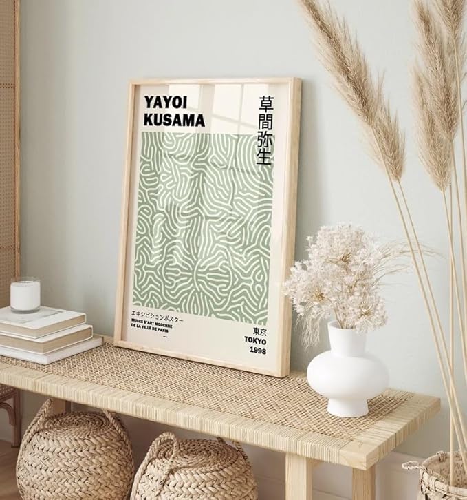HesenDot Matisse Sage Green Wall Art Set of 3,William Morris Wall Art Decor,12x16IN Truly Quality Canvas Wall Art Pictures,Yayoi Kusama Print, Unframed Fabric wall art,Art poster decoration for