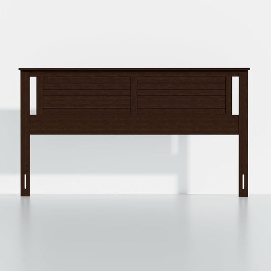 Serene King Size Wood Headboard Shiplap-Inspired Panel Design in a Stained Walnut Finish