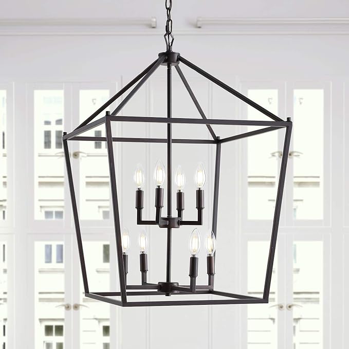 JONATHAN Y JYL7438A Pagoda Lantern Dimmable Adjustable Metal LED Pendant Classic Traditional Farmhouse Dining Room Living Room Kitchen Foyer Bedroom Hallway, 20 in, Oil Rubbed Bronze