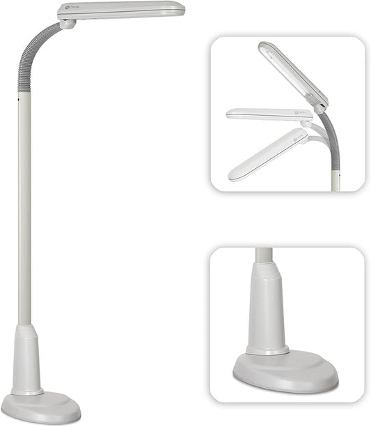 OttLite Standing Floor Lamp with Adjustable Neck, Craft Plus - 24w Gooseneck Floor Lamp for Bright Natural Daylight - Modern Home Decor, for Living Room, Sewing, Reading, Bedroom & Office