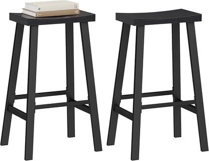 VASAGLE Bar Stools Set of 2, Counter Height Stools, Bar Chairs with Footrest, 29.1 Inches Tall Kitchen Breakfast Stools, Industrial, Living Room Party Room, Black ULBC094B56