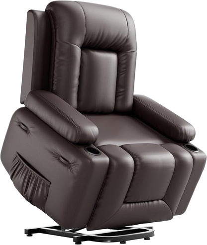 GarveeHome Power Lift Recliner Chair - Heat and Massage, PU Leather Electric Lift Recliner Chair for The Elderly, Adjustable Back and Legs, Designed for The Elderly and People with Mobility impaired