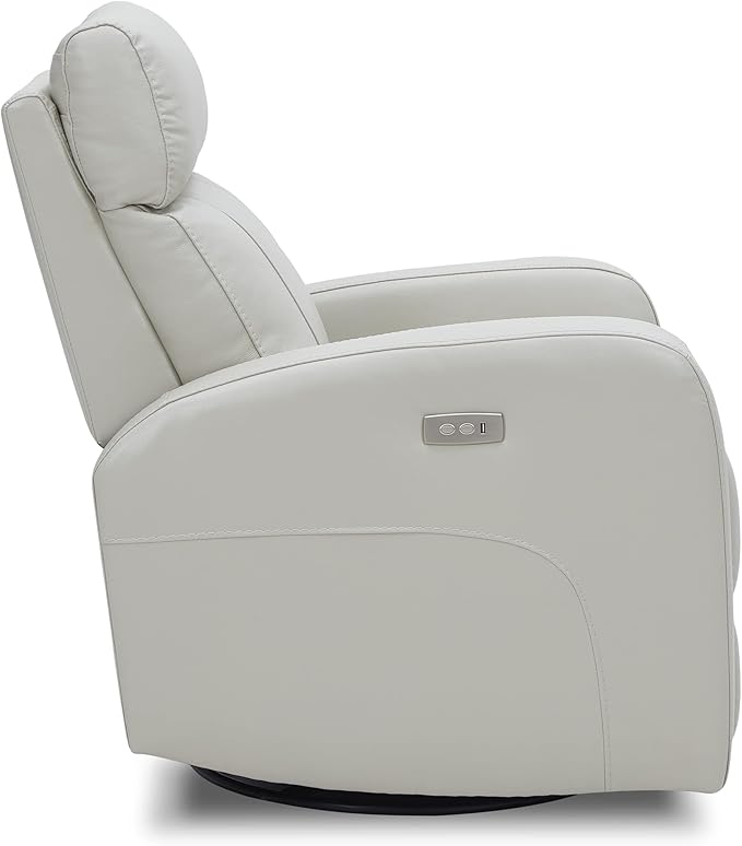 CHITA Genuine Leather Power Swivel Glider Recliner Chair for Adults, FSC Certified Electric Nursery Rocker Recliner Chair for Living Room, Light Grey