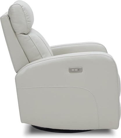 CHITA Genuine Leather Power Swivel Glider Recliner Chair for Adults, FSC Certified Electric Nursery Rocker Recliner Chair for Living Room, Light Grey