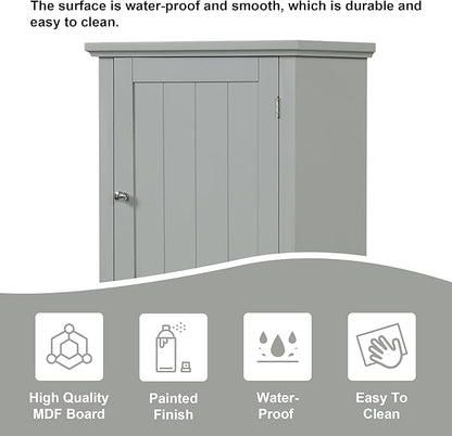 Tall Storage Cabinet, Bathroom Floor Freestanding Storage Cabinet with 2 Doors, One Drawer, and Adjustable Shelf for Bathroom, Office, Living Room, Grey