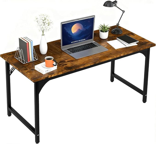 47'' Computer Desk with Deeper Desktop, Home Office Desk Workstation with Sturdy Metal Frame, Modern Simple Desk for Gaming Studying Writing,Rustic Brown