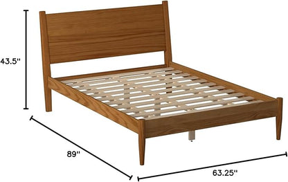 Mid-Century Panel Bed - Queen Size - Castanho Finish