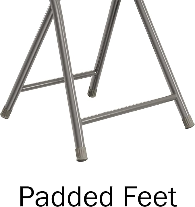 Lavish Home Folding Bar Stools – Set of 2 Heavy-Duty 18-Inch Stool - 225lbs Capacity and Padded Seats for Dorm, Recreation or Game Room (White)