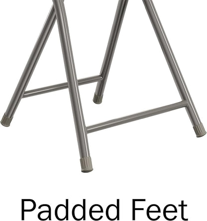 Lavish Home Folding Bar Stools – Set of 4 Heavy-Duty 18-Inch Stool - 225lbs Capacity and Padded Seats for Dorm, Recreation or Game Room (White)