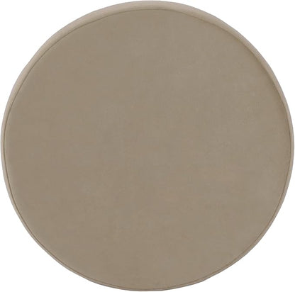HomePop Home Decor | Upholstered Round Storage Ottoman | Ottoman with Storage for Living Room & Bedroom, Fawn Gray Velvet, Large