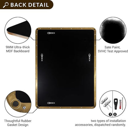 ANDY STAR Gold Bathroom Mirror, 30x36 Brushed Brass Rectangle Mirror for Bathroom, Modern Rectangular Wall Mounted Mirror for Vanity, Crafted of Stainless Steel Metal Frame…