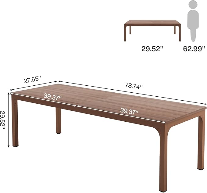 Tribesigns 78.7 Inches Extra Long Computer Desk 2 Person Desk, Double Long Desk, Workstaion for Home Office, Coffee Brown