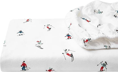 Eddie Bauer - Flannel Sheets Twin Size, Anti-Pilling & Wrinkle Resistant Cotton, Touchably Soft for All-Season Comfort - Bed Sheets with Matching Pillowcases & Fitted Sheet (Ski Slope)