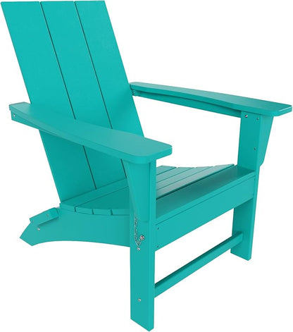 Costaelm Folding Adirondack Chairs, Outdoor Patio Adjustable Lawn Chairs, Weather Resistant Outside Firepit Chairs for Porch, Poolside, Garden, Backyard Deck, Turquoise