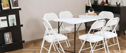 60 Pack Folding Chairs with Padded Seats, Padded Folding Chair with Steel Frame for Events Home Office, Pu Leather Folding Chair White