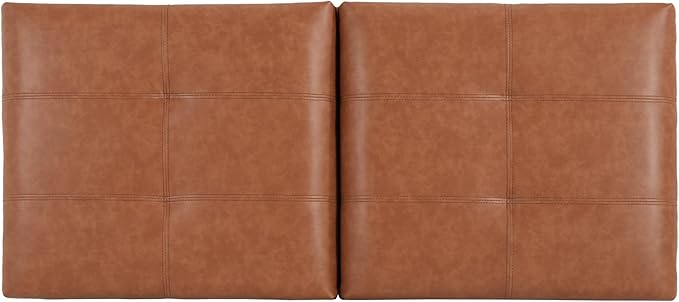 Christopher Knight Home Lanister Faux Leather Upholstered Storage Ottoman Bench, Wooden Rectangular Ottoman with Storage, Living Room Ottoman Coffee Table, Sofa Footstool, Tan Brown
